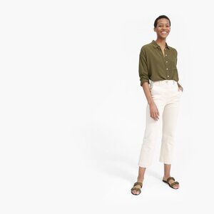 Everlane The Clean Silk Oversized Shirt Green Base - Size 00